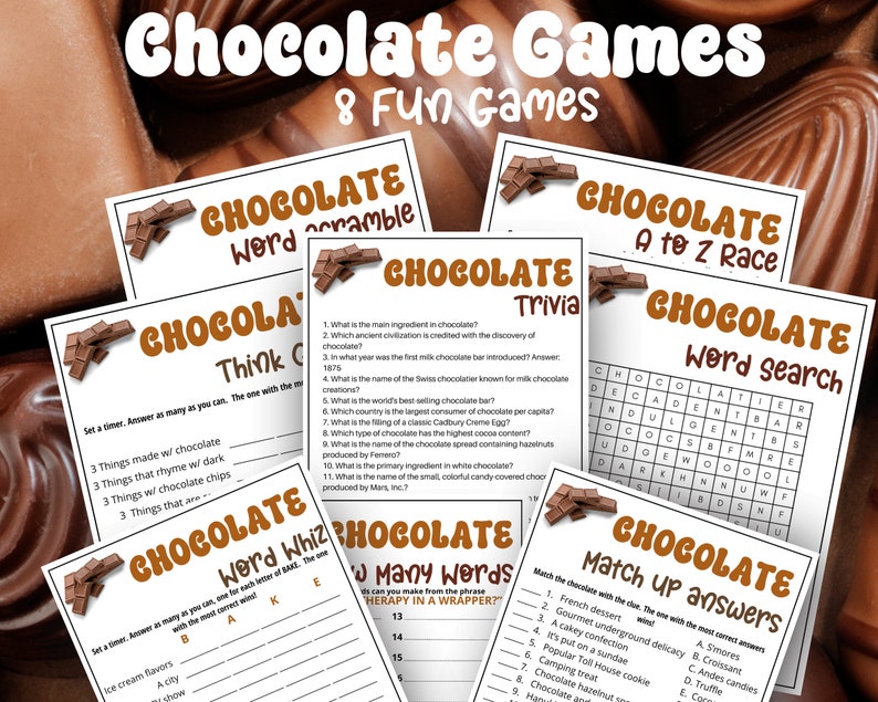 Chocolate Game Bundle, 8 Games, Valentine's Day Game, Galentine's Games