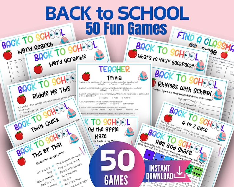 Back to School Games Bundle, Elementary School Games, First Day of School Icebreakers, First Day of School Activity, Middle School Games image 1