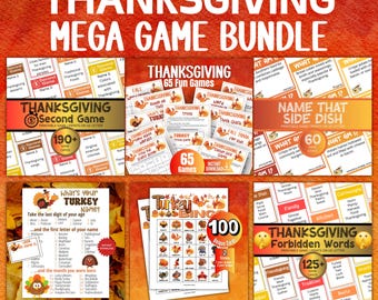 Thanksgiving Game Bundle, Fall Trivia Games, Printable Bingo Games for adults and kids, Friendsgiving Games, Thanksgiving Family Activities