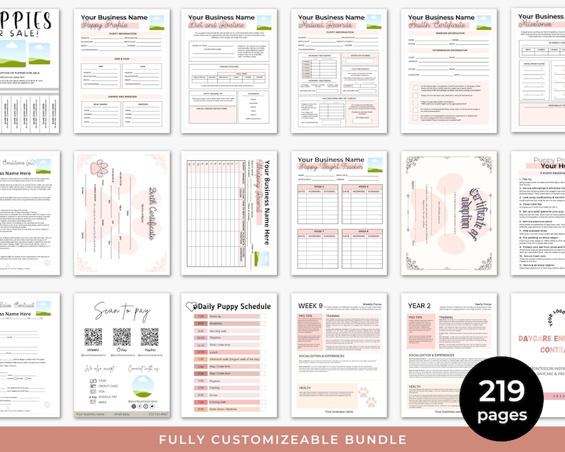 Editable Puppy Breeder Starter Kit Templates, Dog Training Handbook for Breeders, Puppy Breeder Forms, Canva Templates for dog businesses image 7