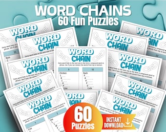 Word Chain Puzzles, Word Ladder Games,Brainteaser Game Bundle,Word Puzzle Connections,Games for Teens & Adults,Memory and Fast Thinking Quiz