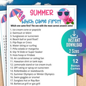 Sommer-Trivia-Spiel, Sommerpause, die zuerst Quiz kam, Sommerzeit Büro-Partyspiel, Urlaubs-Familien-Spielabend, Party-Quiz