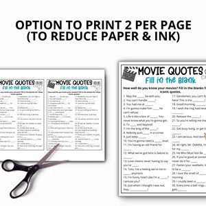 Famous Movie Quotes Trivia Game, Silver Screen Quiz Party, Iconic Movie