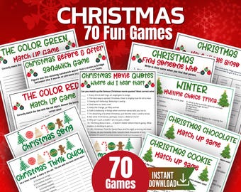 Christmas Game Bundle, Christmas Gift Exchange Games, Christmas Movie Quote Trivia,Xmas Song Quiz,Holiday Office Party Game,Friendmas Family