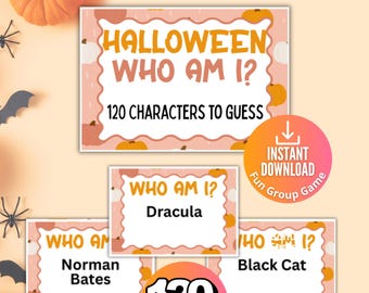 Halloween Who am I, Name That Halloween Character, Fall Movie Trivia Game For Kids Teens & Adults, Halloween Group Fun, Funny Game for Kids