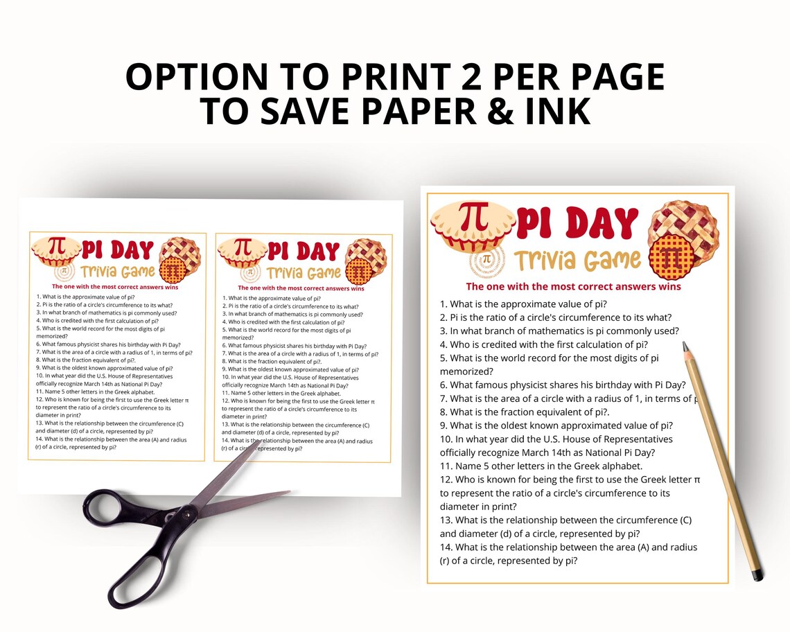 Pi Day Trivia Bundle,printable Pi Day Games for Kids and Adults ...