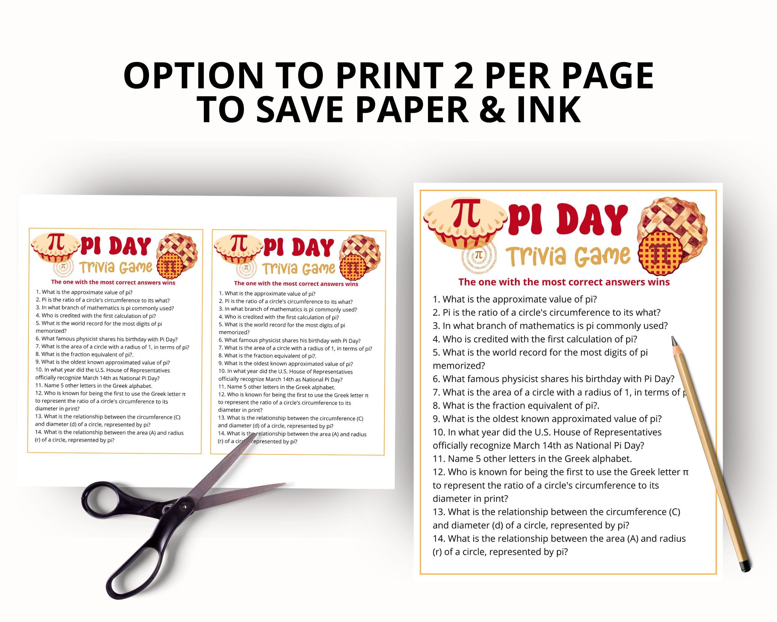 Pi Day Trivia Bundle,printable Pi Day Games for Kids and Adults ...