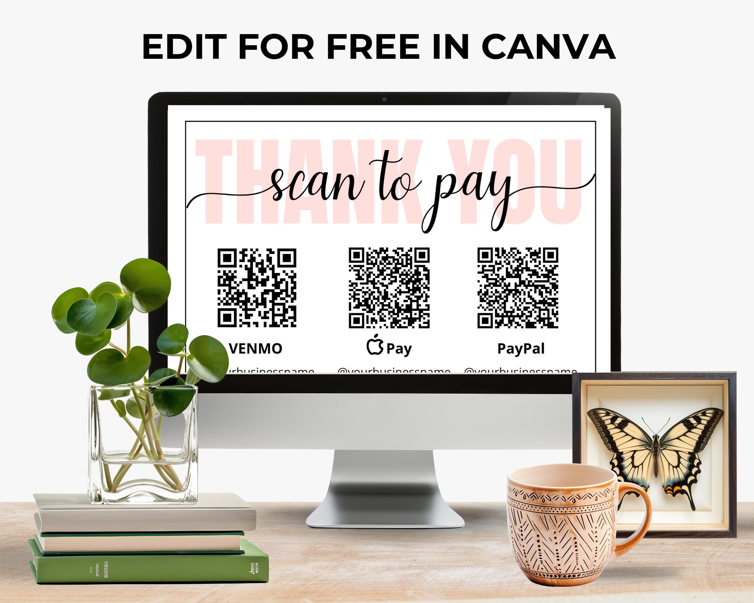 Scan to Pay Canva Template, Editable QR Code Sign, Small Business Canva ...