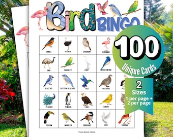 Bird Bingo Game, Bird Watching Bingo,Retirement Party,Senior Citizen Bingo,Nature Activity Games, Bingo Cards Night,Birder Fundraiser Raffle