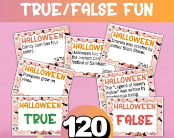 Halloween True False Game, Halloween Guessing Games, Fall Trivia Game For Kids Teens & Adults, Halloween Group Fun,Funny Game for Kids Teens
