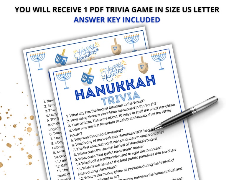 Hanukkah Trivia Game, Chanukah Celebration Games, Jewish Games, Hebrew ...