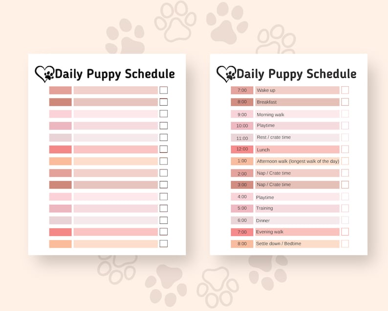 Daily Puppy Schedule Fillable PDF D001 Etsy