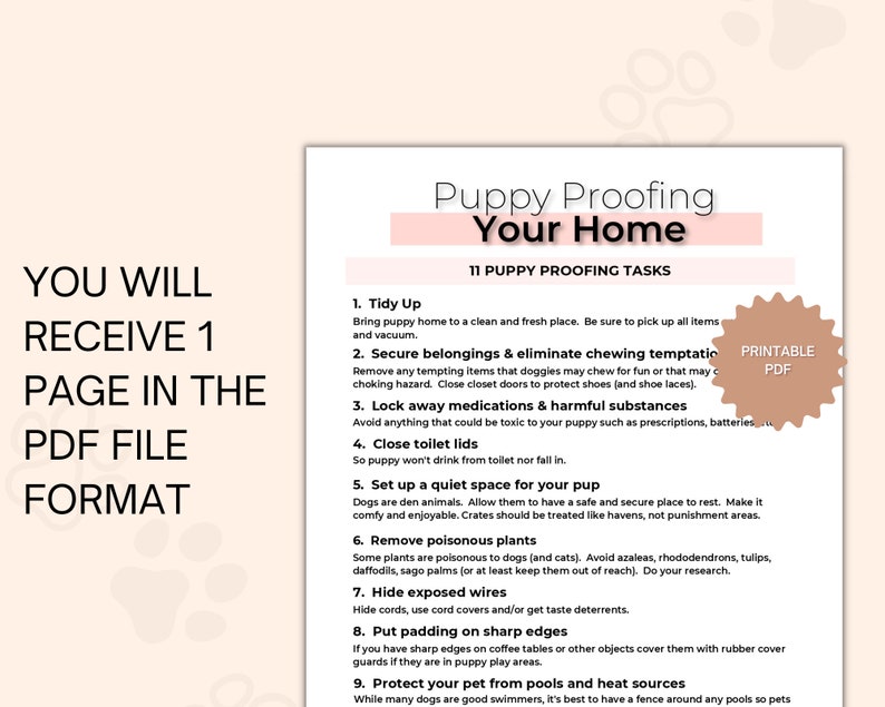 Puppy Proofing Guide Puppy Potty Training Printable PDF Etsy