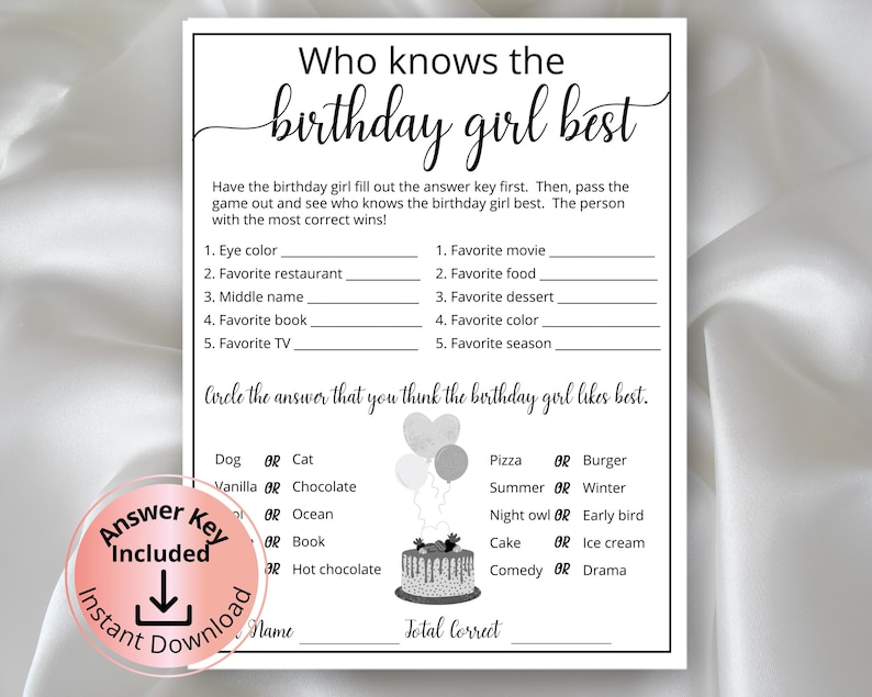 Who Knows the Birthday Girl Best, How Well Do You Know the Birthday