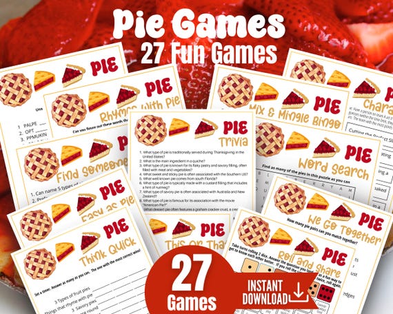Pie Game Bundle, 27 Games, Christmas Games, Thanksgiving Games, Christmas Printable, Pie Contest, Holiday Party Game, Pie Night Party,Pi Day