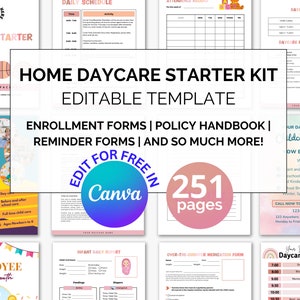 Daycare Starter Kit, Daycare Forms, Daycare Contract, Childcare Forms, Daycare Paperwork, Home Daycare Forms Complete Package, Preschool