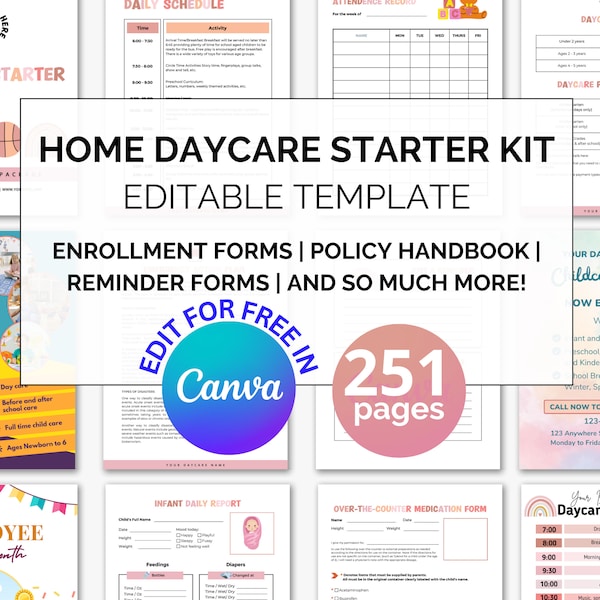 Daycare Starter Kit, Daycare Forms, Daycare Contract, Childcare Forms, Daycare Paperwork, Home Daycare Forms Complete Package, Preschool