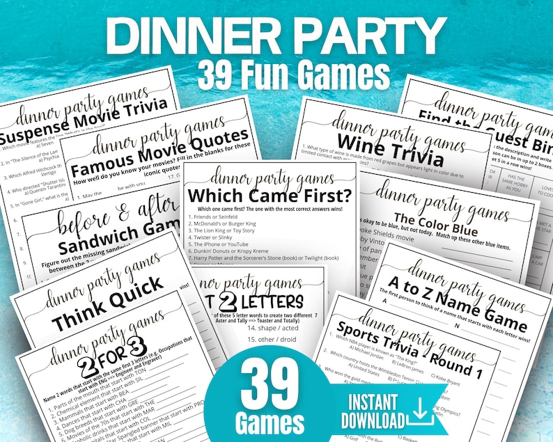 Dinner Party Game Bundle Dinner Table Group Icebreaker GamesDinner Party Thank You Host Gift Conversation Starters Work Party Game Idea