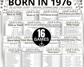 Juegos para celebrar el 50.º cumpleaños, juegos para celebrar el 50.º cumpleaños de 1976, juegos para celebrar el 50.º cumpleaños, juegos de trivia de 1976, juegos de cultura pop de 1976