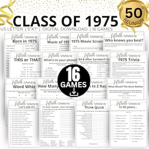 50th Reunion Party Games, Class of 1975 Game Bundle, 1975 Class Reunion Games, 50th Class reunion Games, High School Reunion,College Reunion