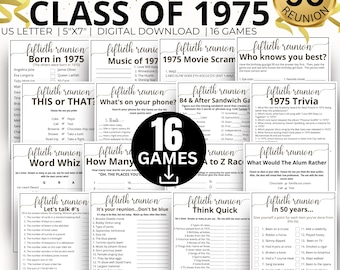 50th Reunion Party Games, Class of 1975 Game Bundle, 1975 Class Reunion Games, 50th Class reunion Games, High School Reunion,College Reunion