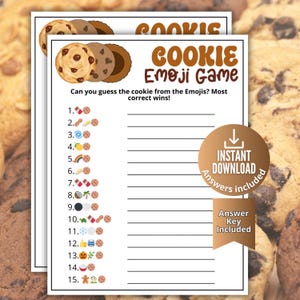 クッキー絵文字ゲーム、絵文字クッキーコンテストゲーム、クリスマスクッキー交換パーティーゲーム、クリスマスファミリーゲーム、ホリデーベイクオフパーティー印刷可能ゲーム