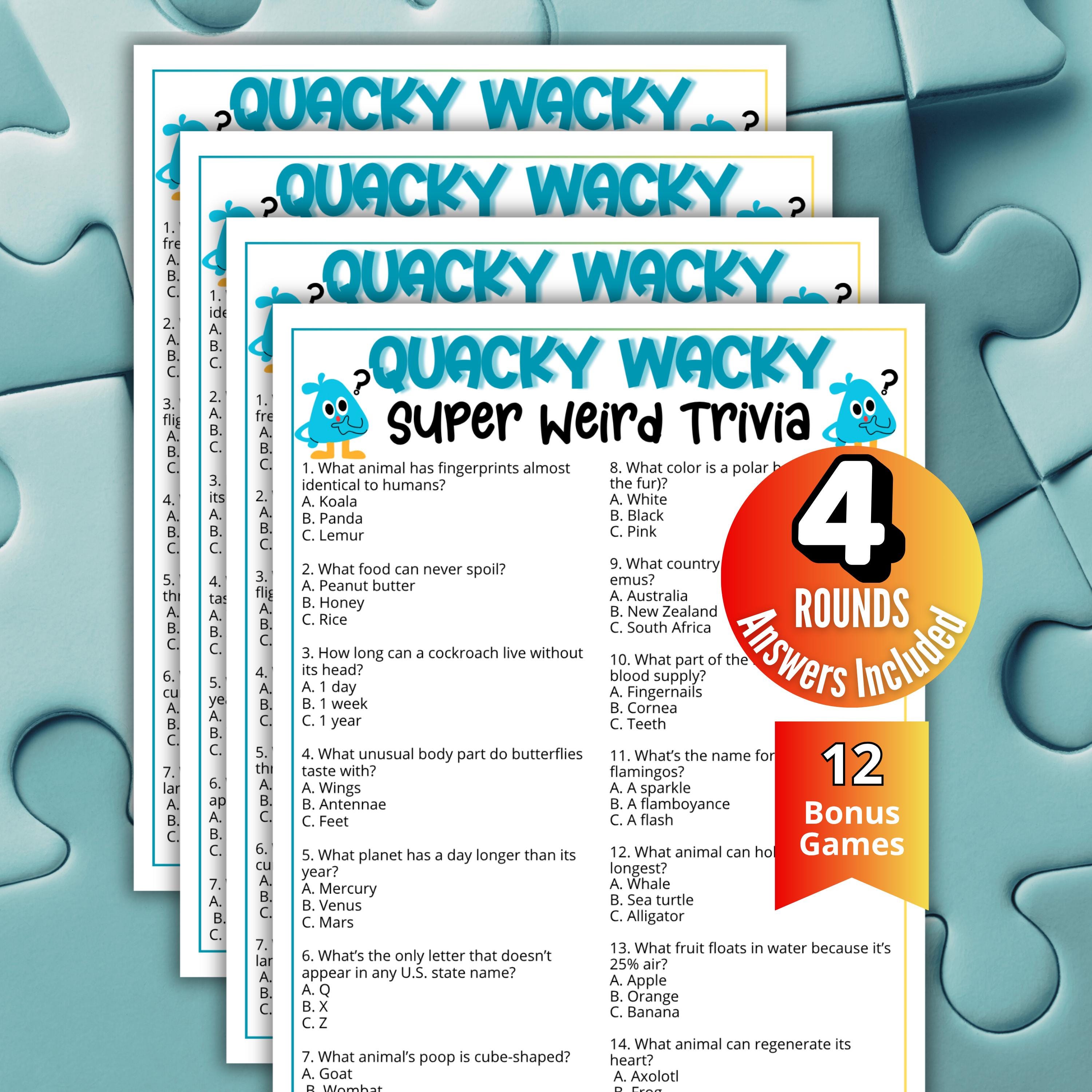 Unique Trivia Super Weird Trivia Bundle, Crazy but True Pop Culture Game,printable ...