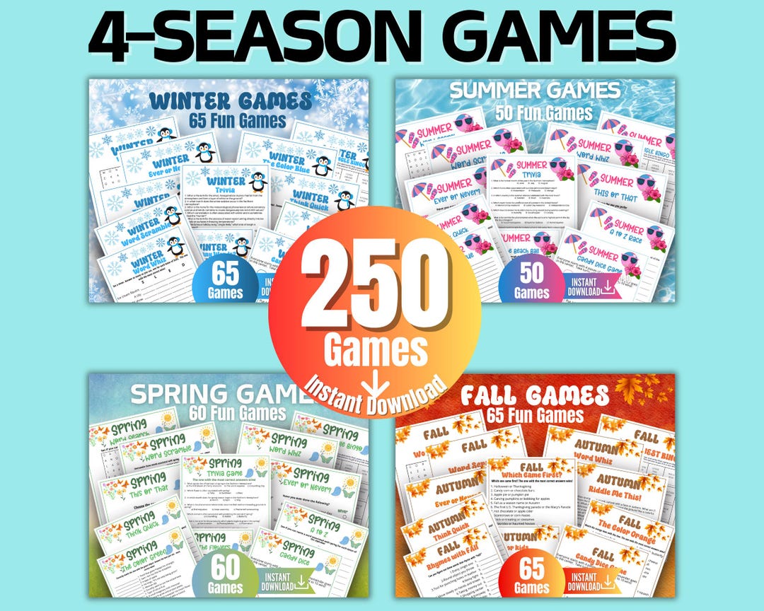 4-season Game Bundle, 250 Fall Summer Winter Spring Games, Trivia Games ...