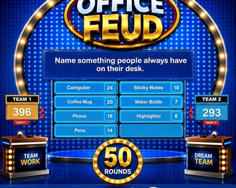 Office Friendly Feud,Team Building Activity for Employees & Staff,Interactive Family Trivia PowerPoint Game,Work Party Games, Staff Holiday