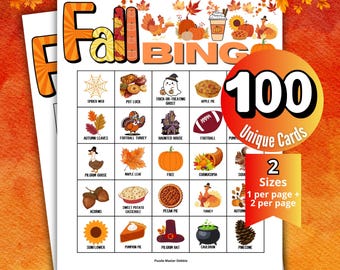 Fall Bingo Game,Kid Bingo Card Party Game,Autumn Baby Shower Game,Classroom Bingo,Senior Bingo Night,Church Group Fundraiser Raffle Activity