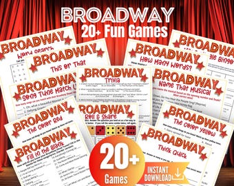 Broadway Trivia Game Bundle,Musical Theater Quiz Party,Broadway Show Quotes Trivia,Family Game Night,Family Movie Night,Award Ceremony Party