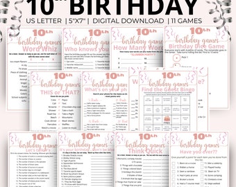 10th Birthday Party Games, Born in 2014 Game Bundle, Tenth Birthday Games, Tween Activities for a 10-Year-Old Girl's Birthday Gift