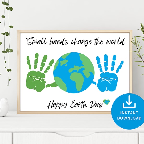 Earth Day Handprint Craft, Handprint Art, Handprint Craft Keepsake, Printable PDF, Small hands change the world, Printable Homeschool PDF