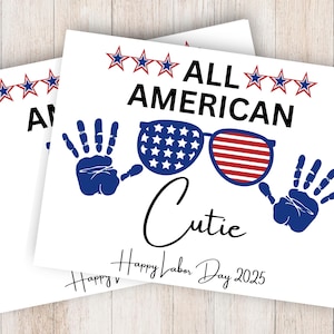 Arte con le impronte delle mani per il Labor Day All American Cutie 2025, attività per il Labor Day, arte con le impronte delle mani, lavoretto con le impronte delle mani come ricordo, attività stampabile per la scuola materna