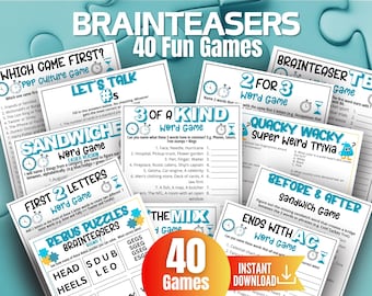 Brainteaser Trivia Game Bundle, Word Puzzle Games,Weird Trivia, Rebus Puzzles,Games for Teens Adults & Seniors,Memory and Fast Thinking Quiz