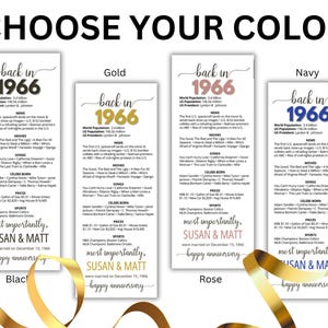 60th Anniversary Place Cards, Editable 60th Married in 1966 Party Decorations, 1966 Table Cards, Anniversary Gift, Back in 1966 News image 2