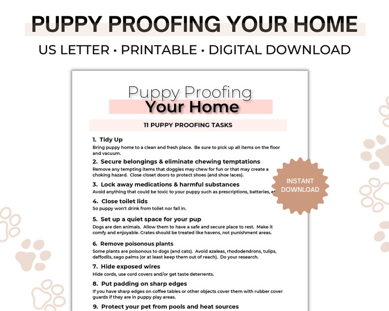 Puppy Proofing Guide Puppy Potty Training Printable PDF Etsy
