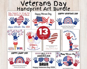 Veterans Day handprint Bundle,Veterans Day 2026,Fall Handprint Art,Toddler Patriotic Activity,Handprint Craft Keepsake for Teachers &Daycare