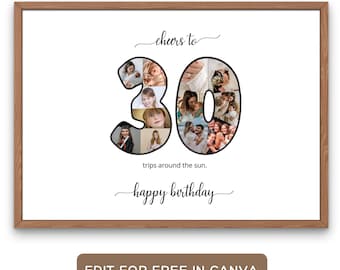 EDITABLE Custom 30th Birthday Gift, 30th Birthday Photo Collage, Photo Collage,30th Birthday,Born in 1996.Personalized,Custom Picture Board