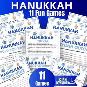 Hanukkah Game Bundle, Jewish Party Games, Hanukkah Holiday Trivia,Chanukah Celebration Games,Hanukkah Shabbat,Hanukkah Bingo, 11 Game Bundle
