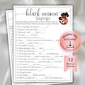 Black Mama Sayings Trivia for Baby Showers, Brown Mama Sayings Game, Black Mommy to be game, Mother's Day Game,African American Mom Activity