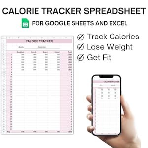 Calorie Tracker Spreadsheet - Use in Google Sheets H001