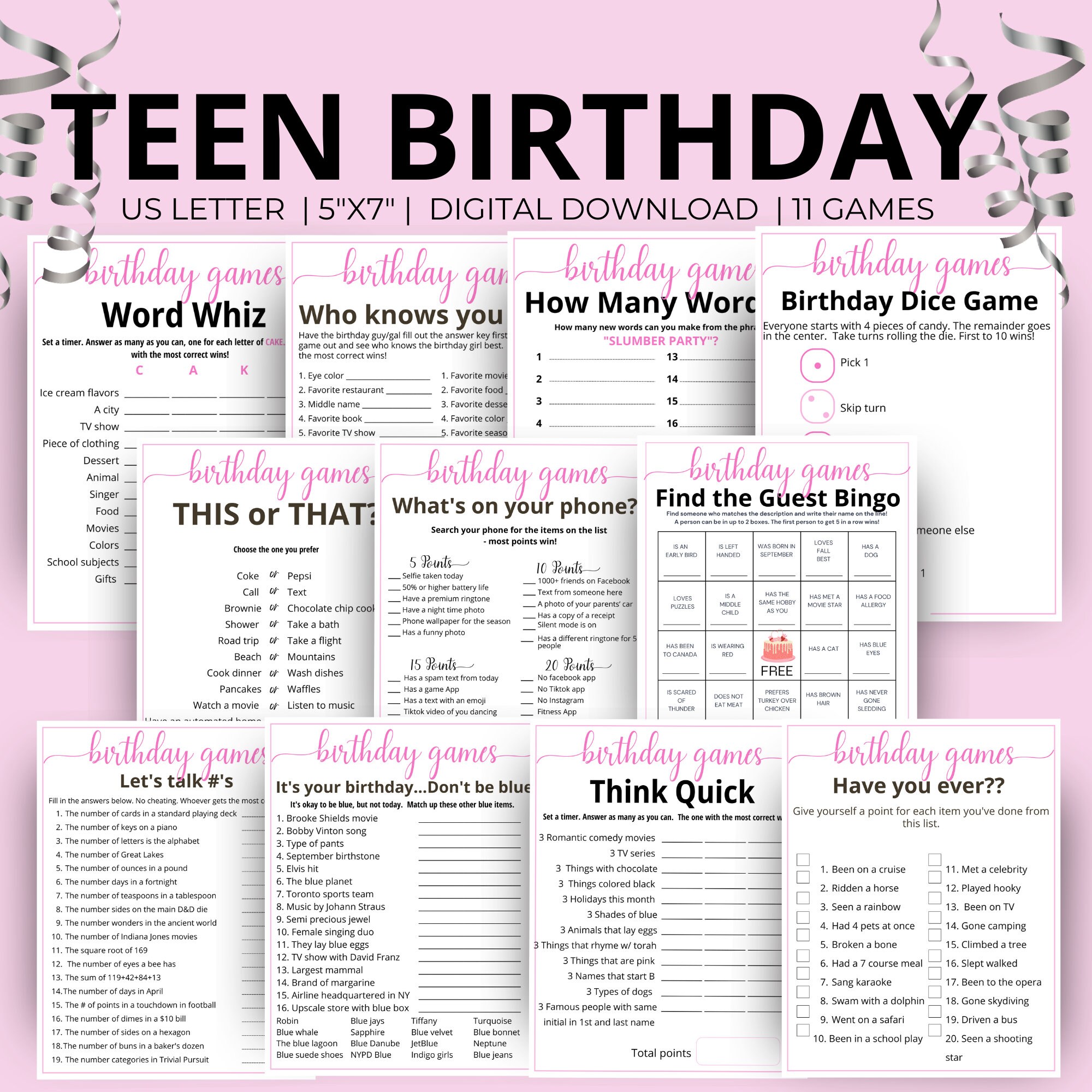 Teen Birthday Games.girl Birthday Party Games for Her Sweet 16,birthday ...