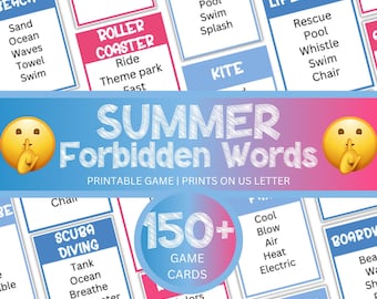 Summer Forbidden Words Game, Beach Vacation Activity for Kids,Teens & Adults,Summer Senior Center Party and Classroom Game,Printable Game