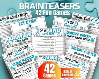 Brainteaser Trivia Game Bundle, Word Puzzle Games,Weird Trivia, Rebus Puzzles,Games for Teens Adults & Seniors,Memory and Fast Thinking Quiz