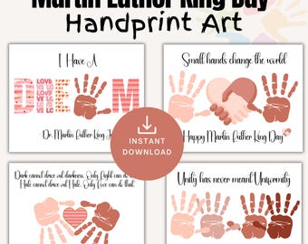 Martin Luther King Day Handprint Craft, MLK Day Handprint Art Bundle, Handprint Craft Keepsake, I have a Dream, Homeschool art,Printable PDF