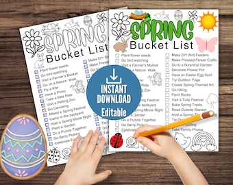 Lista delle cose da fare in primavera stampabile - PDF modificabile, Attività primaverili divertenti, Idee per i giorni di pioggia, Lista delle cose da fare per le vacanze di primavera, Idee per attività primaverili per bambini