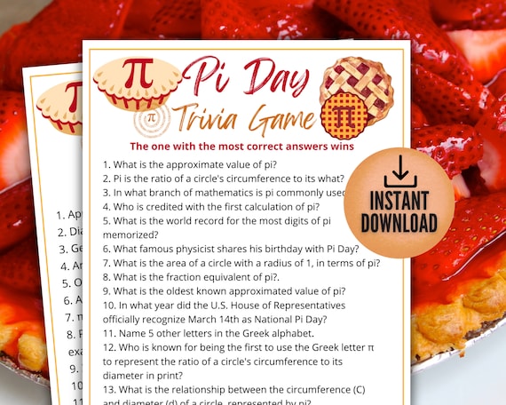 Pi Day Trivia, Printable Pi Day Game for Kids and Adults, Classroom Pi Day Activity, Pi Day Party Idea,Pi Day ideas for Math Teachers