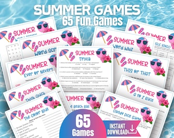 Summer Trivia Game Bundle, Printable Summer Game for Kids & Adults, Classroom Summer Activity, Pool Party Idea, Summer for Teachers 65 Games