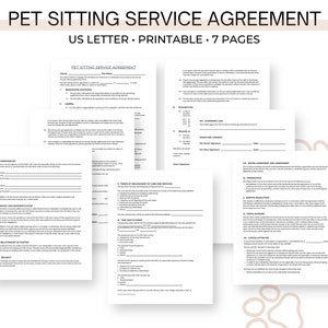 Pet Sitting Agreement, Pet Sitting Contract, Printable PDF D001